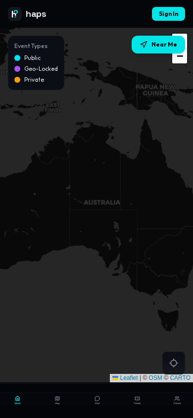 Haps live map of events